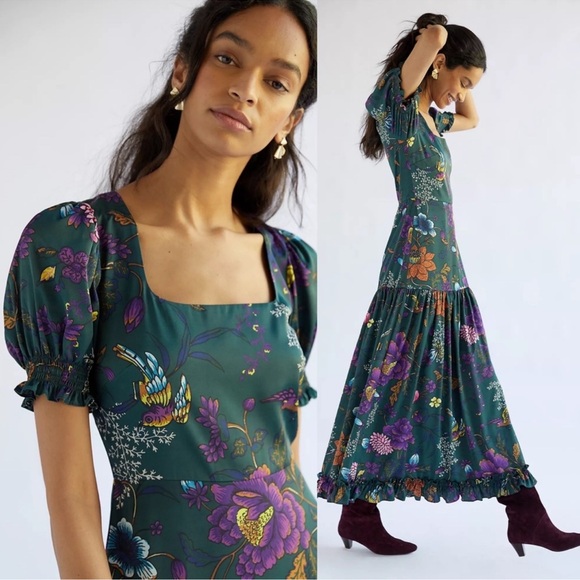 Anthropologie Hutch Puff Sleeve Floral Maxi Dress size 0 - Picture 4 of 13